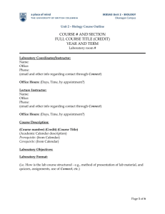 Course Outline Template for LAB Courses