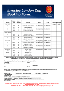Investec London Cup Booking Form.
