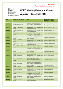HDEC Meeting Dates and Venues January