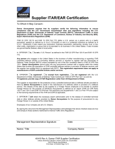 ITAR/EAR Certification Form