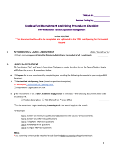 Unclassified Recruitment and Hiring Procedures Checklist