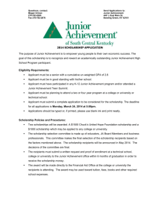 2014 junior achievement scholarship application
