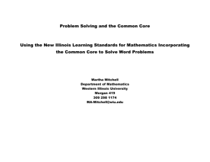 Problem Solving and the Common Core Using the New Illinois