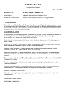 TOWNSHIP OF WOOLWICH POSITION DESCRIPTION November