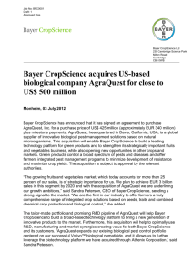 Topline: - Bayer Cropscience