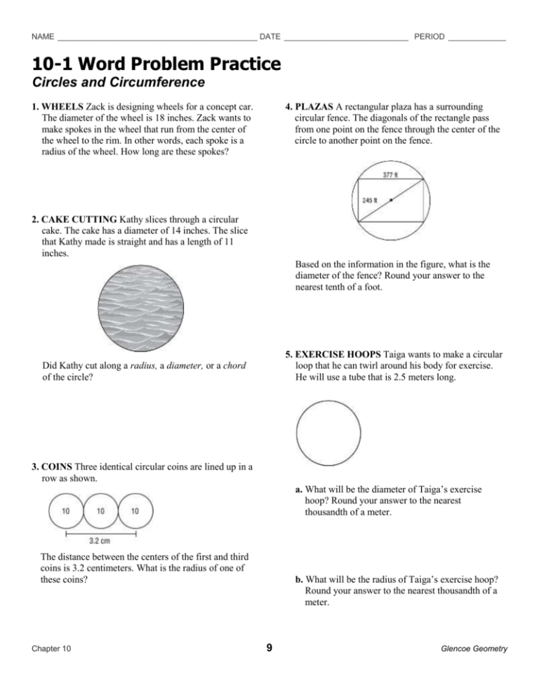 Circle Word Problems