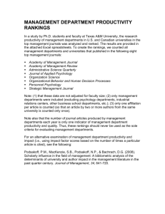 management department productivity rankings