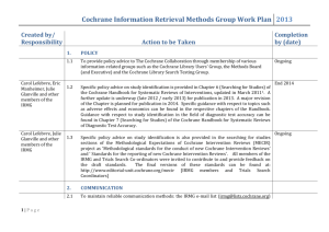 workplan - Cochrane Methods Information Retrieval