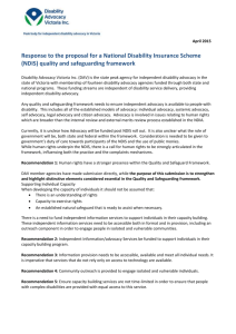 DAV response to the Proposal for a National Disability Insurance