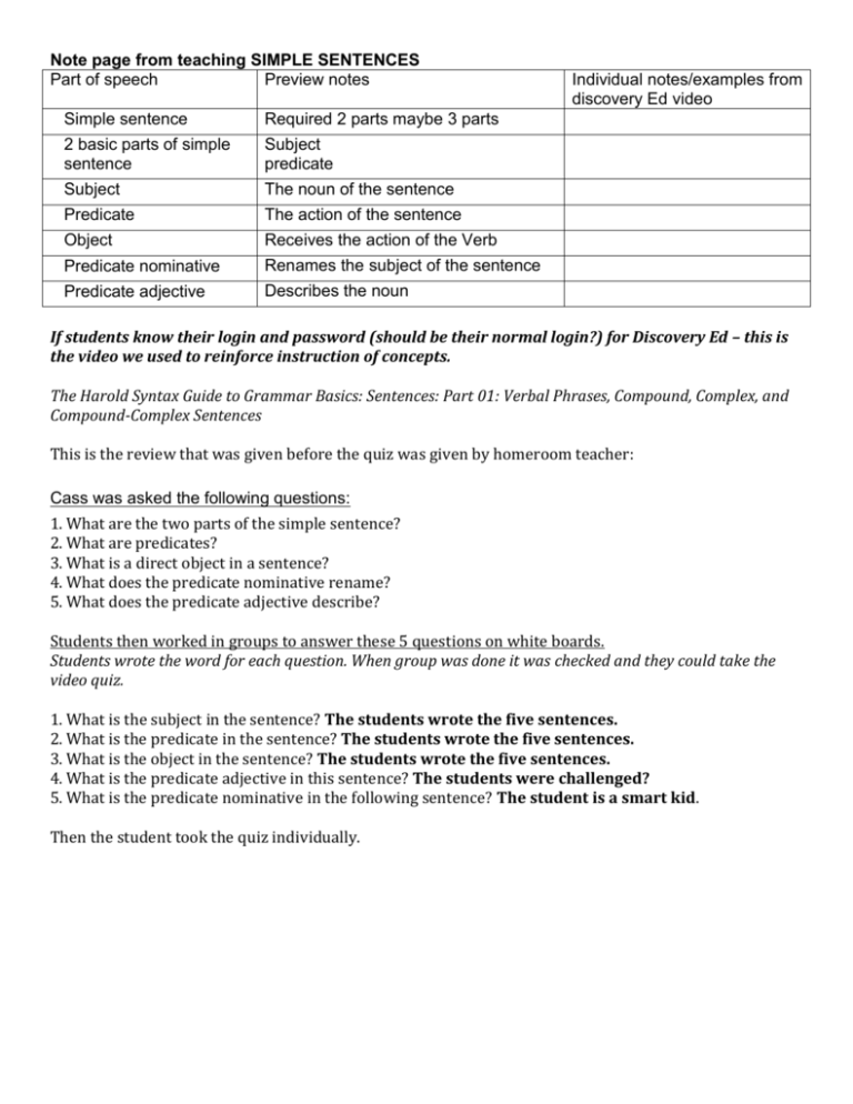 Parts of Speech 2 (examples, videos)