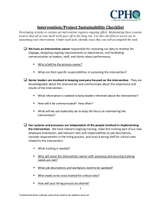 Sustainability Checklist - the Healthy NC Improvement App (IMAPP)