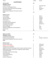 course credits faculty 1 year MA Program Fall term 2014 46