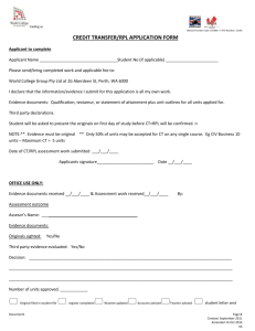 Credit Transfer (RPL) Form