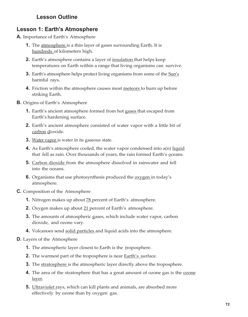 Evolution Of The Earth S Atmosphere Worksheet The Earth Images 