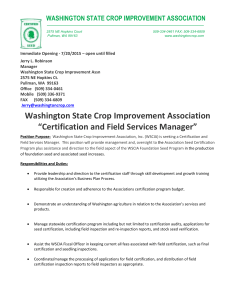 (WSCIA) is seeking a Certification and Field Services Manager