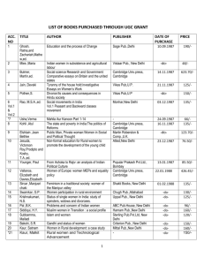 List of Books - Library, DCWSD, Panjab University, Chandigarh
