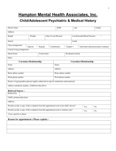Child/Adolescent Psychiatric & Medical History