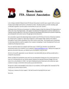 I am writing on behalf of Bowie-Austin FFA Alumni Association to ask