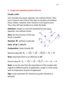 Couples and Equivalent Systems of Forces