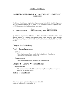 District Court Special Applications Supplementary Rules 2014