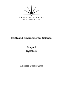 Earth and Environmental Science Stage 6 Syllabus