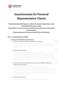 Questionnaire for Personal Representative Clients