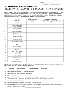 Classifying Matter Worksheet