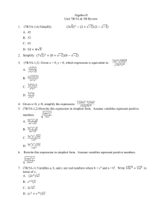 Algebra II Unit 7B/5A & 5B Review (7B/5A