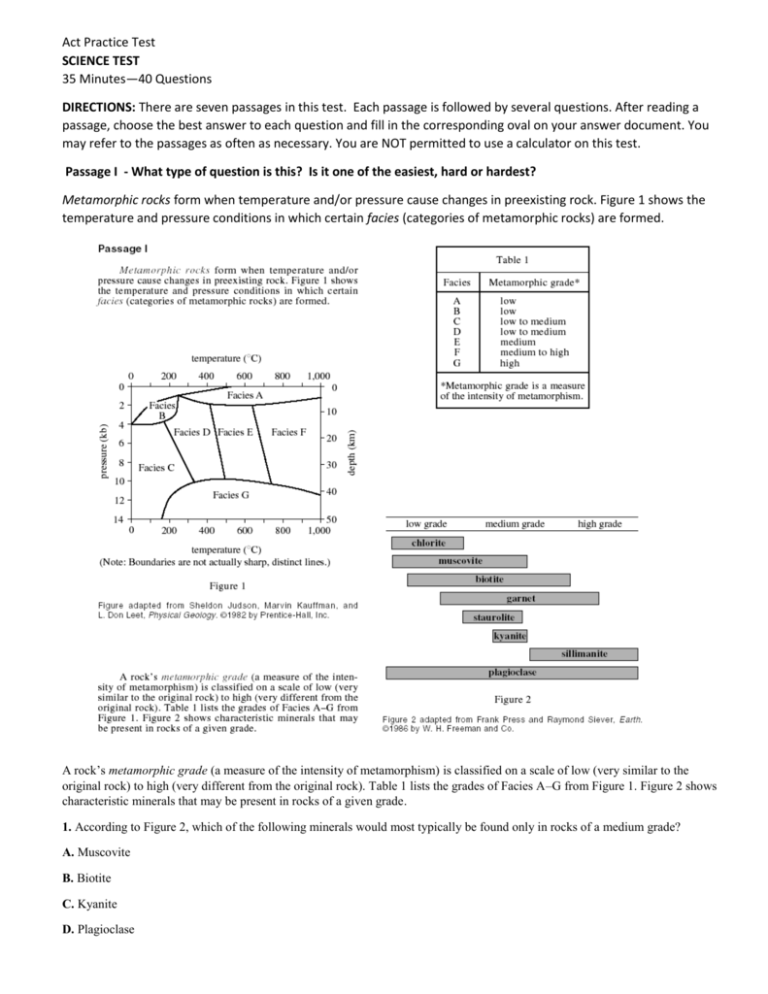 Practice Test For The Act Science Section