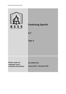 Spanish - Continuing A/T - ACT Board of Senior Secondary Studies