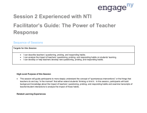 Facilitator`s Guide: The Power of Teacher Response