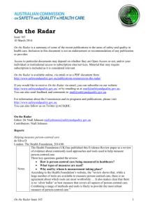 On the radar - Australian Commission on Safety and Quality in