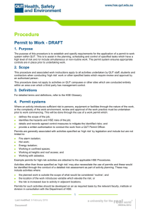 Permit to Work - DRAFT - QUT - Health, Safety and Environment