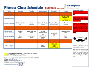Fitness Class Schedule Fall 2015