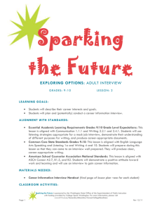 Sparking the Future Grades 9-10 Lesson 2 Adult Interview