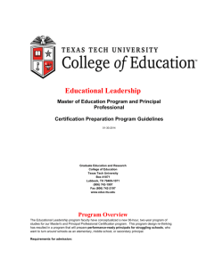 Masters/Principals - Texas Tech University Departments