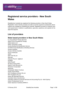 List of registered providers