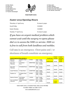 Easter 2015 Opening Hours