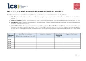 LCS Levels, Courses, Assessment & Learning hours Summary