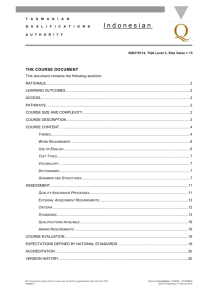 The cOURSE document - Tasmanian Assessment, Standards and