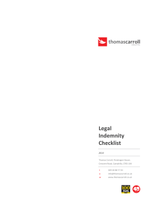 Legal Indemnity Checklist