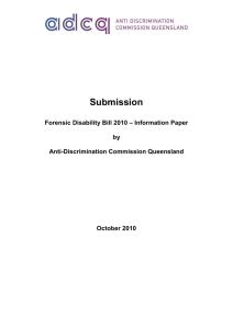 Submission - Forensic Disability Bill 2010 * Information Paper