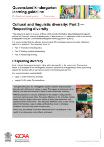 Kindergarten: Cultural and linguistic diversity, Respecting diversity