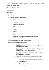 Lec. 1 Introduction to Human Biology 1st Grade Students MLT Dept