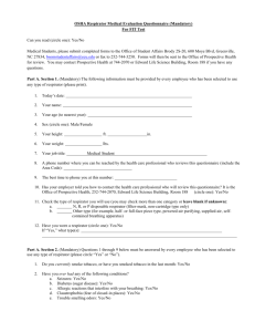 OSHA Respirator Medical Evaluation Questionnaire (Mandatory) For