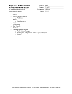 Phys 221 SI Worksheet: Review for Final Exam