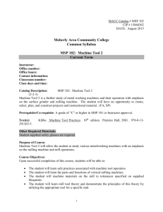 MSP 102: Machine Tool 2 - Moberly Area Community College