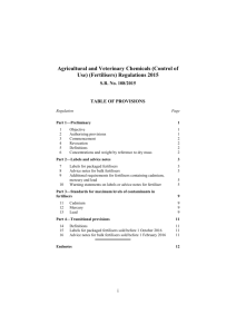 Agricultural and Veterinary Chemicals (Control of Use) (Fertilisers