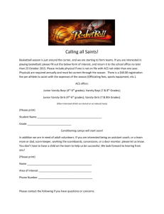 Basketball Registration Form - Annunciation Catholic School