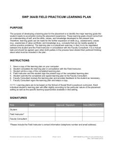 SWP 36A/B Field Practicum Learning Plan